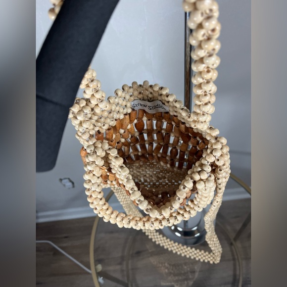 Wooden beaded purse. Long strap for a crossbody or shoulder purse - Picture 5 of 6